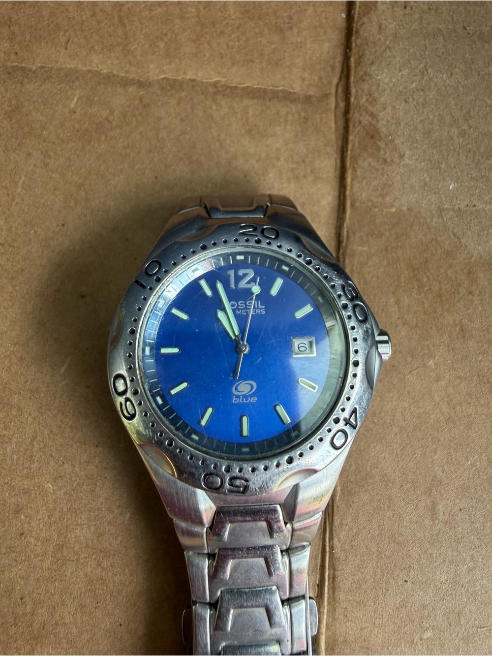 Fossil Blue Dial Stainless Steel Men's Watch